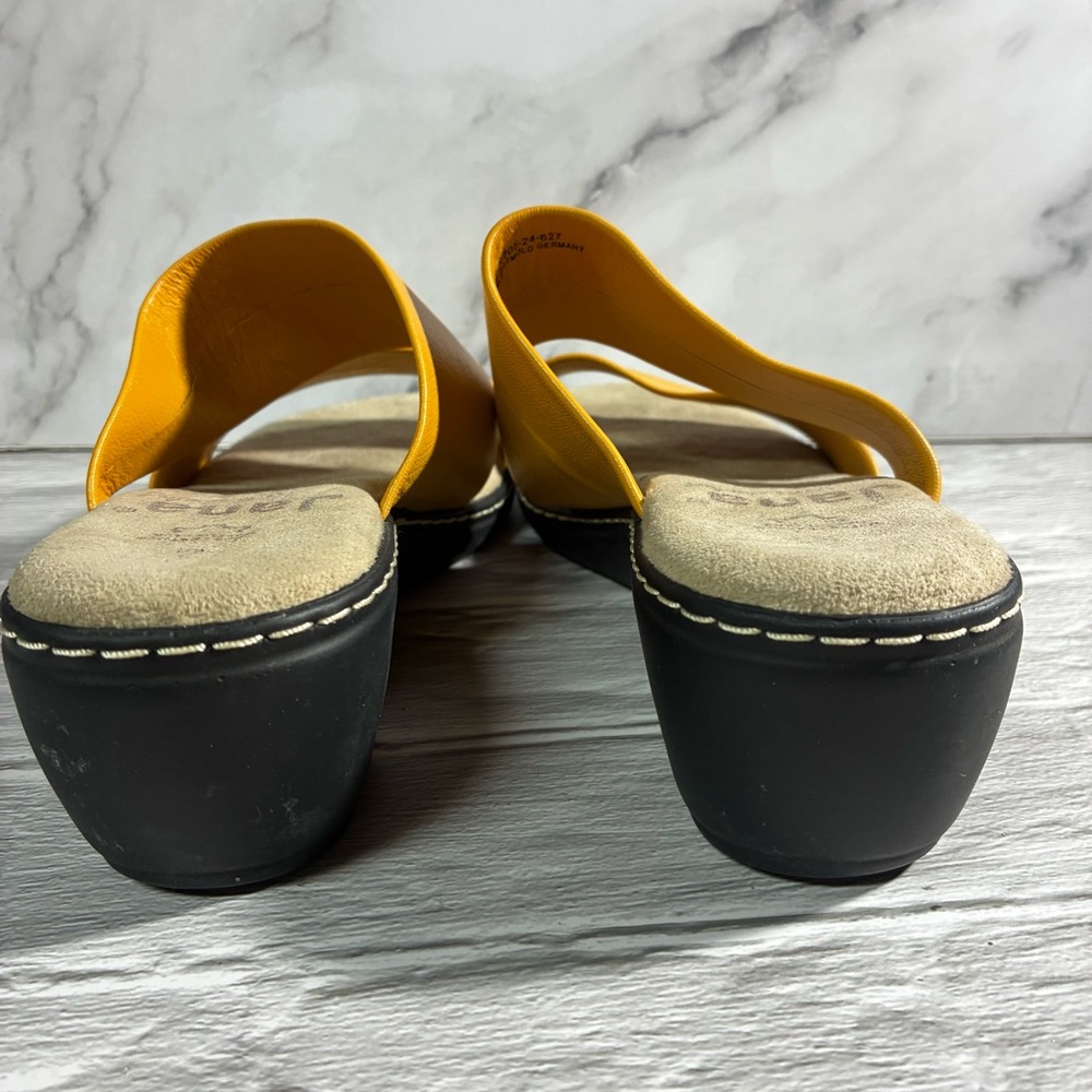 Jana Dark Yellow Gold Leather Two Strap Sandals Size US 7-7.5/EU38 - Picture 6 of 12